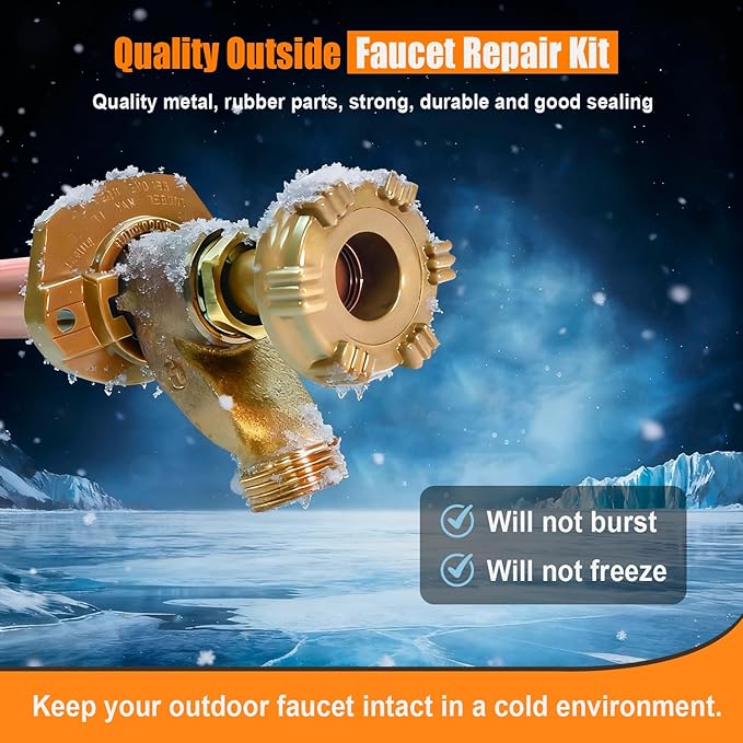 RK-14MH Outdoor Faucet Repair Kit for Woodford Model 14 Outside Faucets Parts Include Wheel Metal Handle Screws Packing Nut Washer Valve Seat Rubber, 7PCS Set