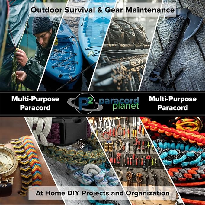 Paracord Planet 275lb Paracord – 3/32 Inch (2.38 mm) Nylon Crafting Cord with 5 Strand Inner Core – Black (10 ft)