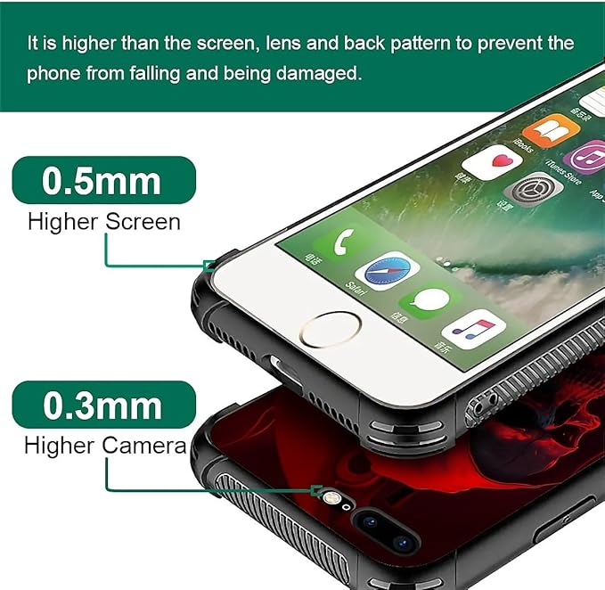 for iPhone 7/8 Case, Gestures Funny Skull Pattern Graphic Design Girl Boy Soft Silicone Hard Acrylic Shock Protection for iPhone 7/8