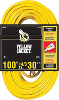 Southwire Yellow Jacket Heavy Duty Extension Cord - Outdoor Power for Tools & Equipment - Lighted End with SJTW Jacket & Three Prong Plug - 100 Foot