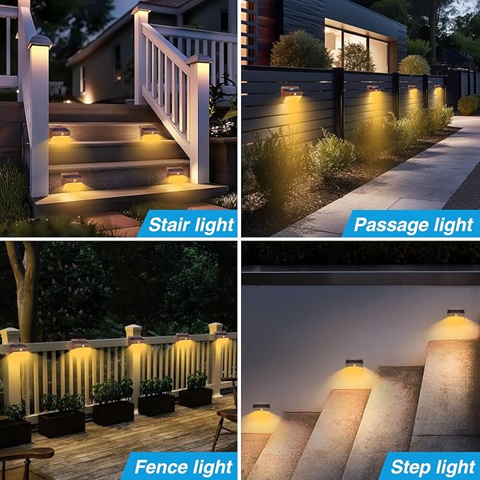Peasur 12 Packs Solar Outdoor Lights Motion Sensor Solar Security Light Waterproof with 3 Lighting Modes Solar Powered Wall Lights Outside for Garden Fence Yard, Brown Warm