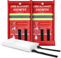 Emergency Fire Blanket, Flame Retardant Fire Blankets Emergency for Home, Kitchen, Car, Office, Grill (Fiberglass-2pack)