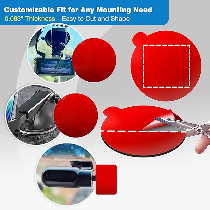 Double-Sided Adhesive Pads for Dash Cam Mount – 4-Pack 2.2" (56mm) Round High-Bond Heat-Resistant Mounting Tape for Windshield, Dashboard, GPS & Camera Holders – Includes Adhesion Promoter