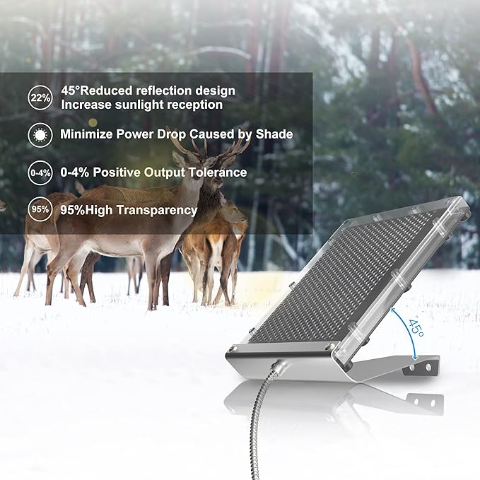 POWOXI 12V 1.7W Solar Panel for Deer Feeder Waterproof Solar Battery Charger with Mounting Bracket Alligator Clip Feeder Solar Panel 12 Volt