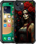 for iPhone 13 Case, Day of The Dead Halloween Woman Pattern Graphic Design Girl Boy Soft Silicone Hard Acrylic Shock Protection for iPhone 13