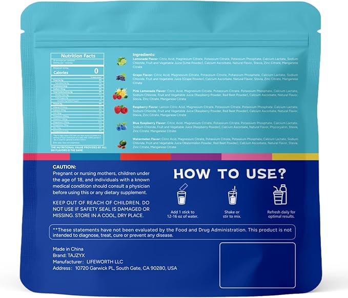 Hydration Packets Sugar Free, 0 Calorie Electrolytes Powder Packets 6 Flavors, 8 Electrolytes & Minerals Variety Pack, 30 Stickpacks for Sports, Travel, Workouts & Daily Hydration