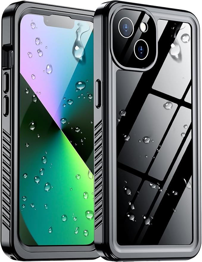 Temdan Compatible with iPhone 13 Case Waterproof, Built-in Screen & Camera Protector IP68 Underwater Full Body 13FT Military Dropproof Shockproof Phone Case 6.1"-Black/Clear | Waterproof, Built-in Screen, Camera Protector, IP68, Underwater, Full Body
