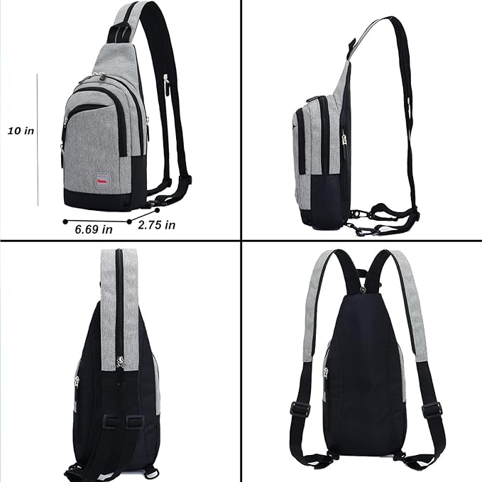 Peicees Small Sling Bag for Women Mens Convertible Crossbody Backpack Shoulder Chest Daypack with Zipper Strap for Hiking