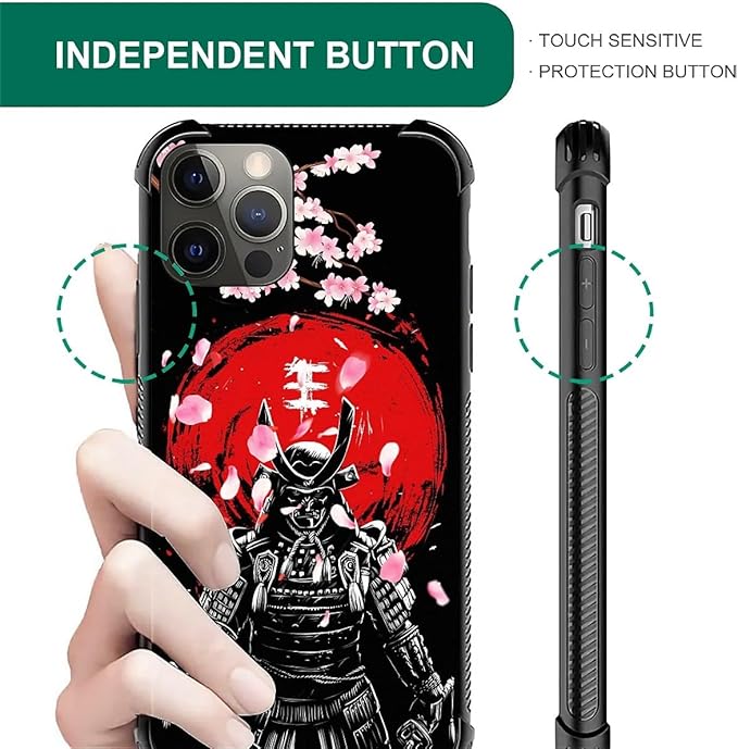 for iPhone 11 Pro Case, Sakura Japanese Samurai Pattern Graphic Design Girl Boy Soft Silicone Hard Acrylic Shock Protection for iPhone 11 Pro