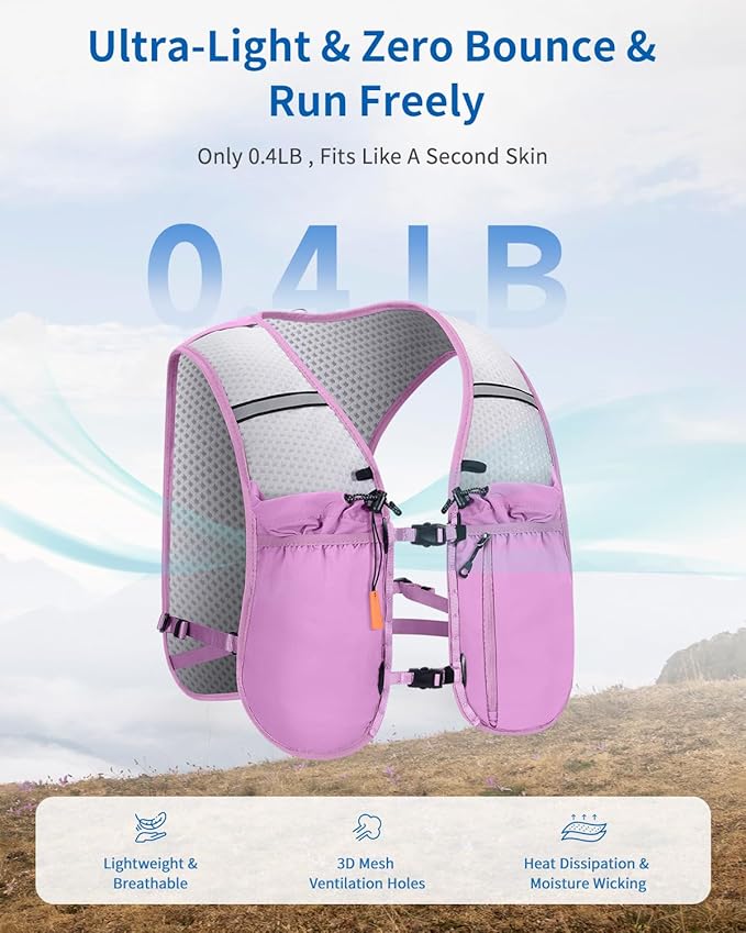 ECOHUB Running Hydration Vest Backpack, Lightweight Hydration Pack Bag Daypack for Hiking Cycling Marathon Backpack Vest for Women Men (No Bladder Included)