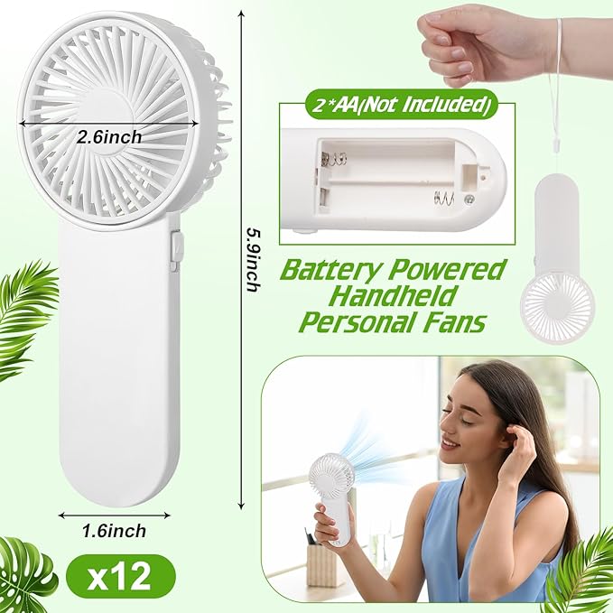 Sumind 160 Pcs Small Personal Portable Fan Mini Handheld Bulk 1 Speed Electric Cute Battery Powered for Neck Lash Makeup Women Men Travel Camping Indoor Outdoor Summer (White)
