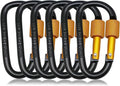 6 Pack Small Locking Carabiner, 3 Inch Aluminum D-Shape Snap Hook with Screw Gate for Hiking, Camping, Fishing&Backpack(Not for Climbing)
