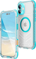 WIFORT for iPhone 16 Plus Waterproof Case, [IP68 Underwater] [Blue Light Filter Lens] [15FT Military Shockproof], Fit for Magsafe Full Body Magnetic Frosted Phone Case with Lanyard, 6.7" Teal