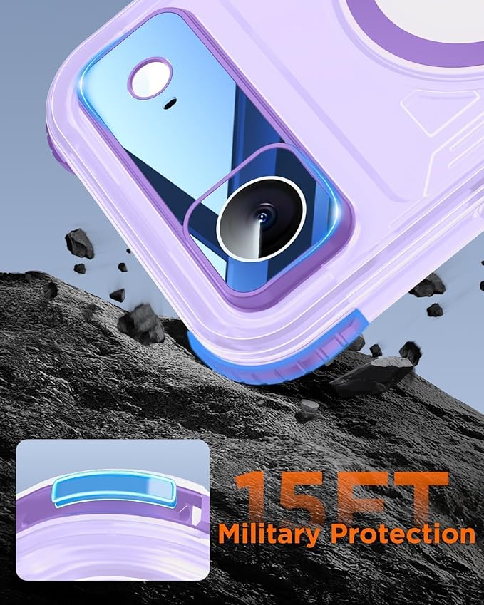 for iPhone Air Waterproof Case with Magsafe, Built-in [Camera & Screen Protector] [Lanyard], IP68 Water Proof Full Body Dustproof Heavy Duty Frosted Protective Phone Cover, 6.7" Purple