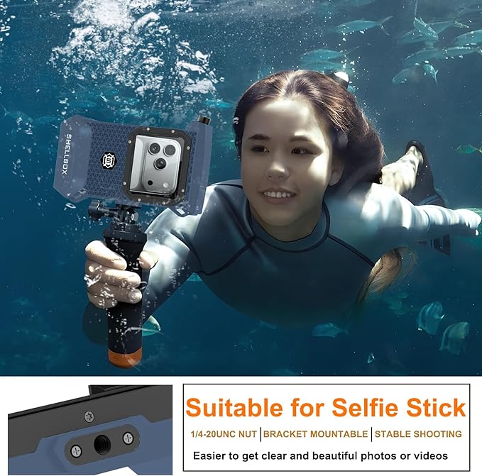 2026 Diving Snorkeling Phone Case for iPhone 17/16/15/14/13/12/11 Pro Max/XS/X Samsung Galaxy S26/S25/S24 Professional Scuba Dive Waterproof Underwater Photo Video Cover (5TH Gen, Blue-)