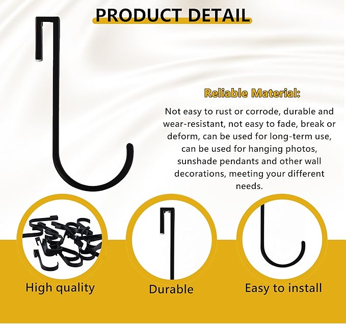 20 PCS Aluminum J Grid Hooks - Multi-Purpose Heavy Duty S Hooks for Wire Shelving & Wall Grids, Perfect for Hanging Kitchenware, Tools, Plants, Photos & Retail Display Black