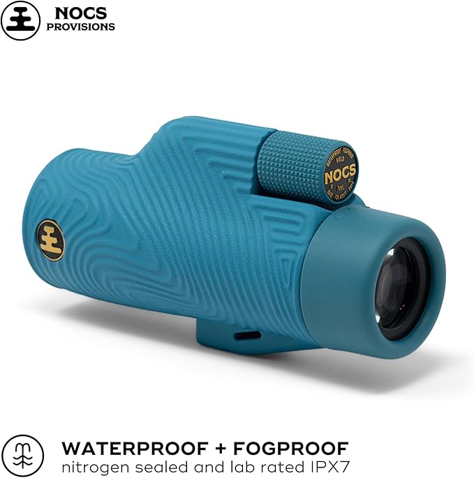 Nocs Provisions Field Tube 8x32 Waterproof Monocular, 8X Magnification Telescope, Bak4 Prism, Wide Field of View for Bird Watching, Backpacking & Wildlife Viewing - Corsican Blue