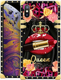 Compatible with iPhone Xs Max Case, Queen Lip Crown Leopard Print Luxury Golden Decoration for Girl Women Soft TPU Shockproof Protective Hard PC Back for iPhone Xs Max