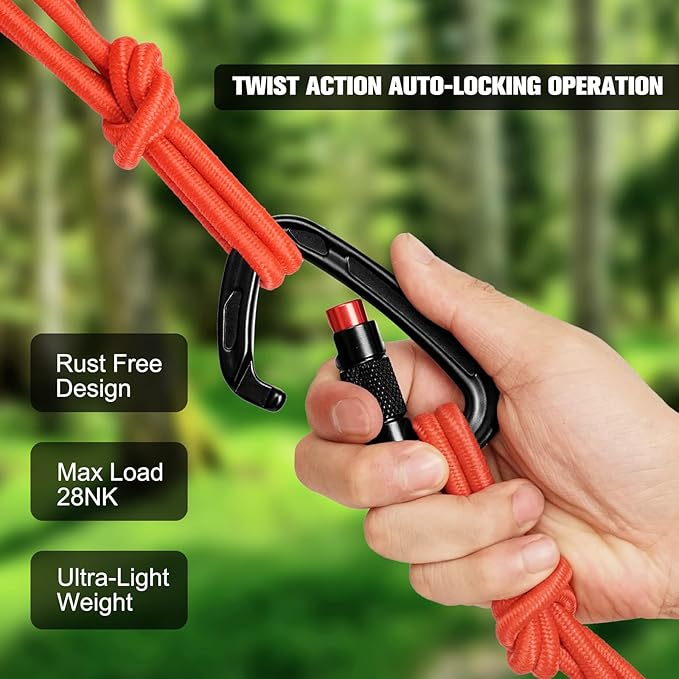 Oupeng sky Auto Locking Carabiner Clips - 28KN (6172lbs) Heavy Duty Caribeaners, Large Carabiner Clip for Keychains，Hammock，Camping, Gym, Hiking, Outdoor ，Dog Leash