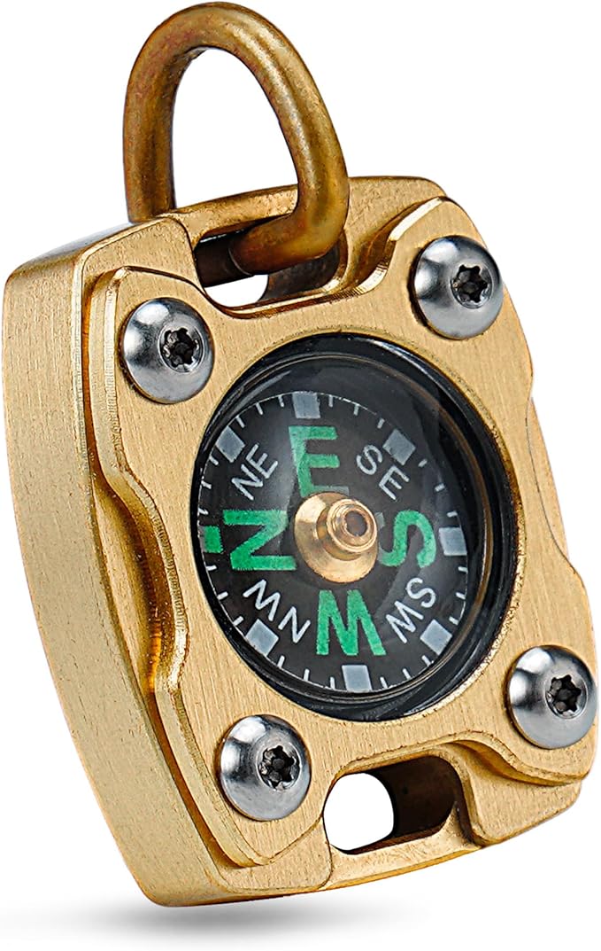 MecArmy Mini Titanium/Brass Compass, Waterproof IPX5 Pocket Compass for Hiking & Survival, Keychain & Necklace Gifts for Men & Women, Ideal Graduation & Outdoor Adventure Present