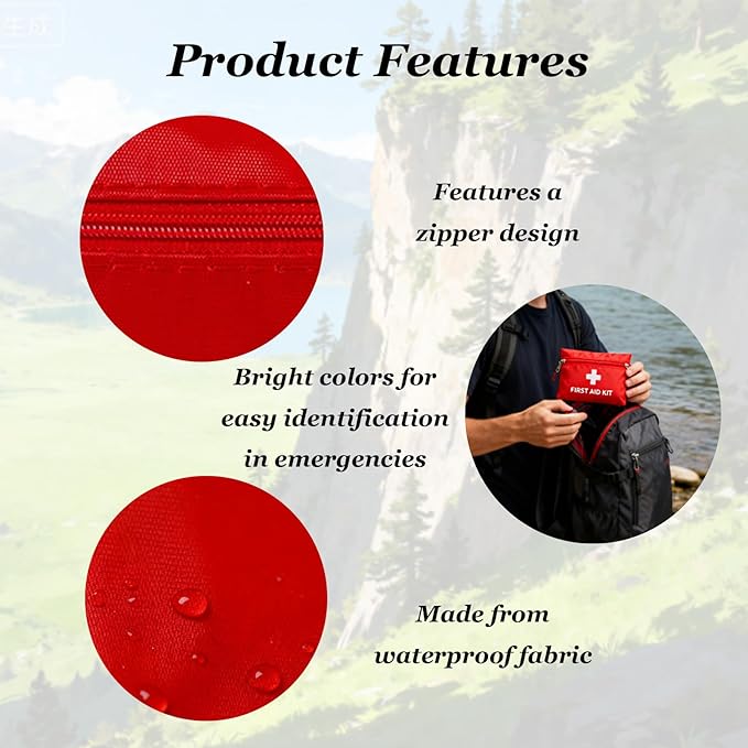 QCWN 6 Pack Empty First Aid Bag Mini Medical Kit Pouch Small Travel Emergency Survival Storage Bags for Car Home Hiking Camping Waterproof Red
