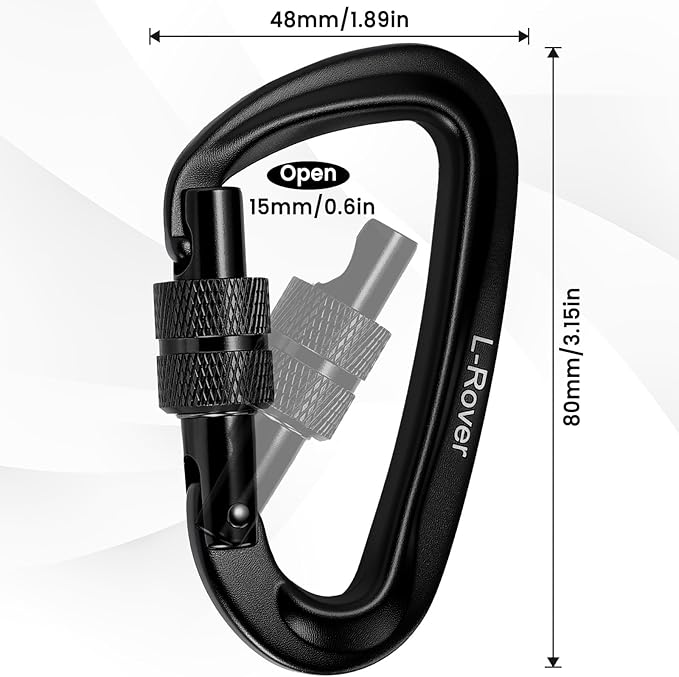 3 Heavy Duty Carabiner Clips 12kN (2697 lbs)-Lightweight Locking Carabiners for Securing Pets，Camping, Hiking, Hammock，Outdoor and Gym etc, Keychains& Utility