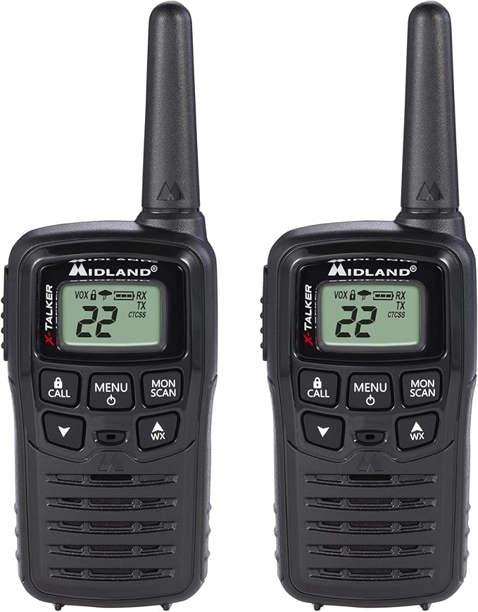 Midland® T10 X-TALKER Two-Way Radios - 22 Channels - Long Range Walkie-Talkies, 38 Privacy Codes - Best Family Camping Radio - 2 Pack