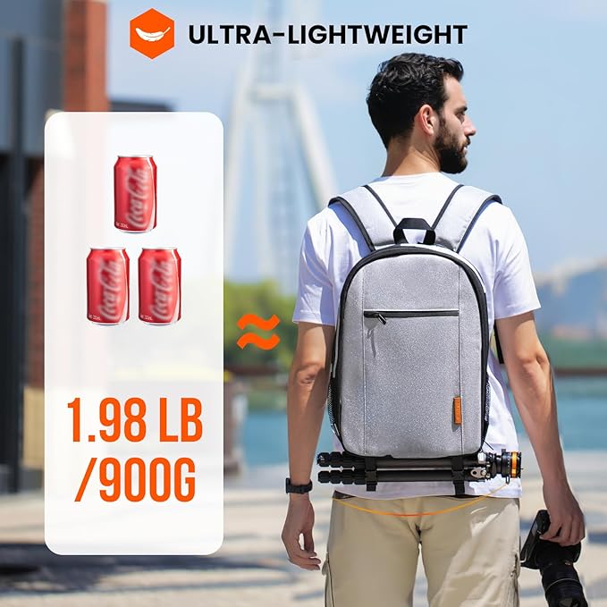 TARION Camera Backpack Bag for Photographers: DSLR Camera Bag with Laptop Compartment Waterproof Raincover Travel Photo Backpack Bag Case Gray TB-M