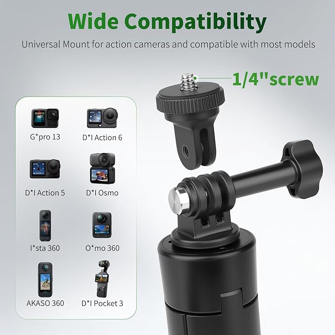 JOILCAN 25.2" Selfie Stick Tripod, Action Camera Vlog Tripod, Portable Handle Grip Stand for GoPro Hero 13/12/11/10, Insta360, DJI Osmo Action 6/5 Pro/4 & Pocket 3