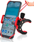 Baby Stroller Phone Holder, Shopping Cart, Golf Cart, Push Cart, Bike Phone Mount, for Motorcycle, Scooter, ATV, Boat, Spin Bike, Treadmill, Handlebar- Universal- iPhone, Cell Phone Clamp (Red)