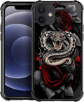for iPhone 11 Case, Entwined Rose Snake Pattern Graphic Design Girl Boy Soft Silicone Hard Acrylic Shock Protection for iPhone 11