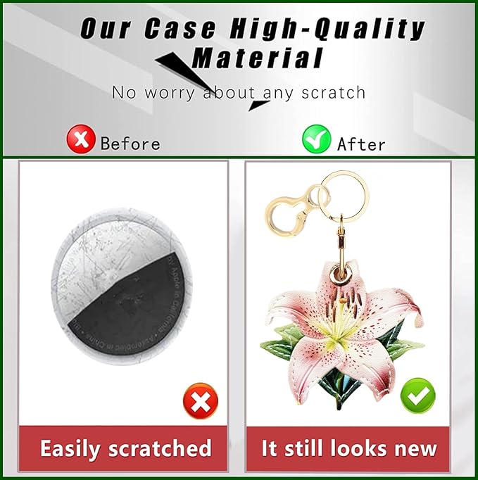 Leather Keychain Holder Case Compatible with AirTag,Cute air tag Cover with Keychain Ring,GPS Tracker Case for Keys