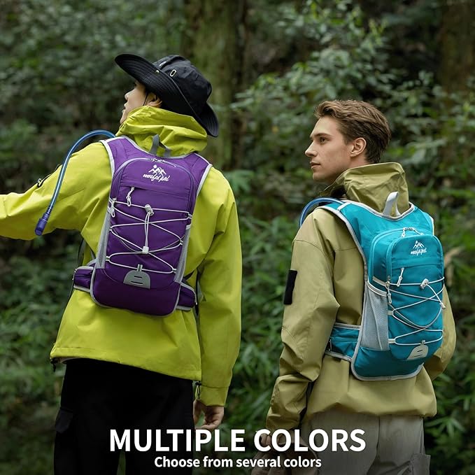 Hiking Backpack for Women & Men, Hydration Backpack with 2L Water Bladder for Running, Hiking, Cycling, Climbing, Camping, Biking (Purple)