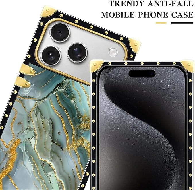 for iPhone 17 Pro Case Luxury Golden Decoration for Girl Women Soft TPU Shockproof Protective Hard PC Back for iPhone 17 Pro Crazy Pattern Golden Texture Marble Veining