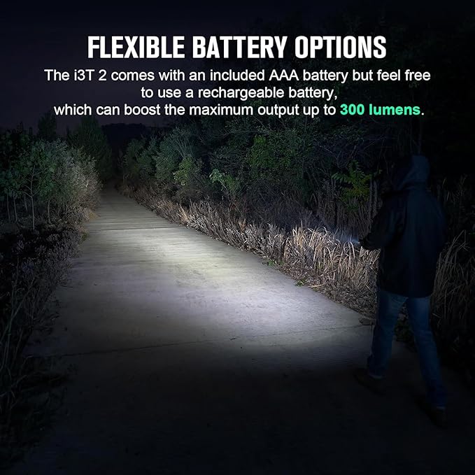 OLIGHT I3T 2 EOS Pocket EDC Flashlight, 200 Lumens Compact Bright Handheld Flash Lights, Dual-Output Tail Switch with AAA Battery and Two-Way Pocket Clip for Camping and Hiking (OD Green)