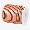 GENIQUE Real/Genuine Round Leather String Cord for Necklace, Bracelets, Jewelry, Kumihimo Braiding, DIY Projects (10 Metres) (3mm, Rose Gold Metallic)