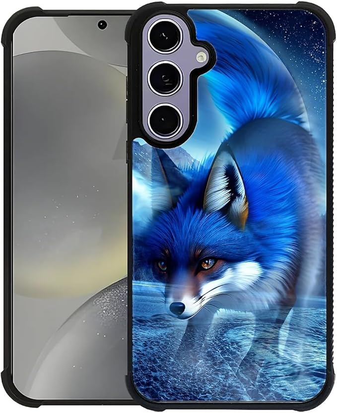 for Samsung Galaxy S24 S25 Case, Snowy Mountain Fox Lake Pattern Graphic Design Girl Boy Soft Silicone Hard Acrylic Shock Protection for Samsung Galaxy S24 S25