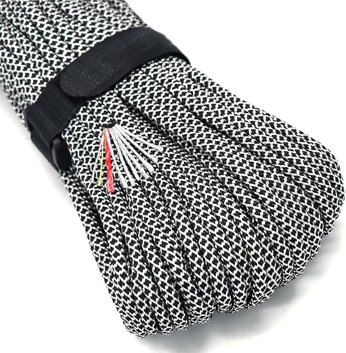 PSKOOK Survival Paracord Parachute Fire Cord Survival Ropes Red Tinder Cord PE Fishing Line Cotton Thread 7 Strands Outdoor 20, 25, 100 Feet