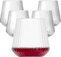 Lueumxc 20 Pack Plastic Ribbed Wine Glasses, 14Oz Origami Disposable Wine Glasses Unbreakable Clear Plastic Cocktail Glasses Recyclable Shatterproof Reusable Wine Cups