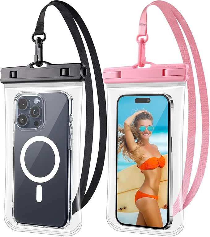 PEDVSTY 2 Pack Waterproof Phone Pouch, IPX8 Waterproof Phone Case Compatible with iPhone 16 15 Pro Max and Pro, Plus, Galaxy S25 S24 S23, Pixel 8a 7a