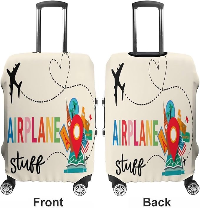 Airplane Travel Accessories Stretch Luggage Cover, Washable Suitcase Protector Fits 30-32in Cases, Secure Fit for Carry On Checked Bags, Travel Essentials