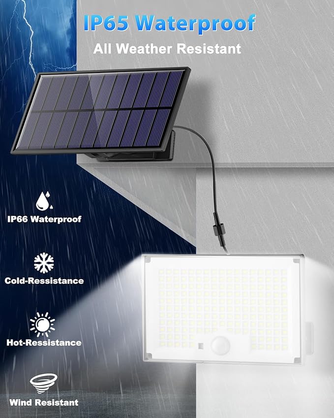 Gusicil Outdoor Solar Lights, Split Solar Motion Sensor Outdoor Lights with Remote Control, IP65 Waterproof Solar Lights, 172LED 3Modes Solar Flood Lights for Yard,Patio,Garden,Garage, 4 Pack