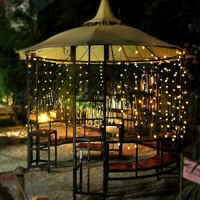 Toodour Solar String Lights Outdoor Waterproof, 56ft 100 LED Globe String Light with 8 Mode, Crystall Ball Lights Solar Patio Lights for Garden, Lawn, Patio, Gazebo, Yard, Outdoor Decor - Warm White