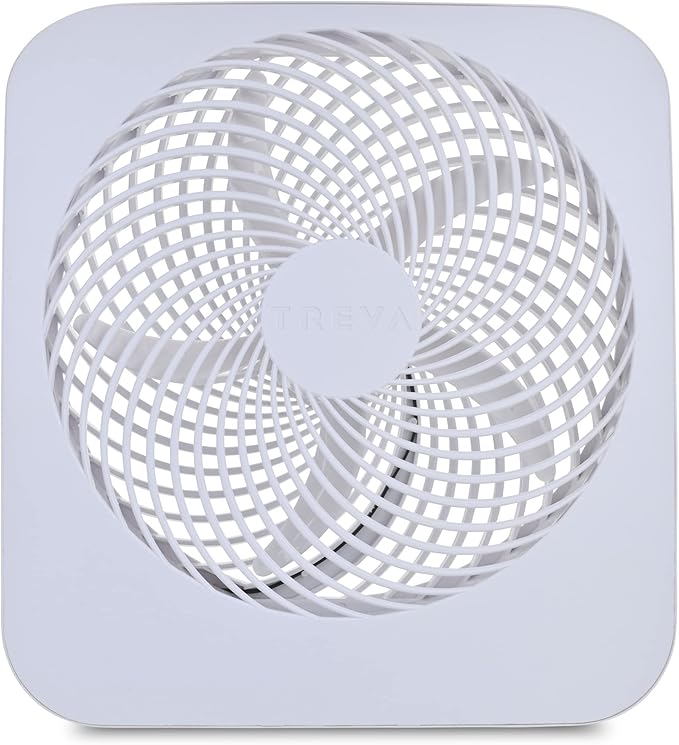 Treva 10-Inch Portable Fan, Powered by Battery and/or AC Adapter - Desk Fan Air Circulating with 2 Cooling Speeds for Personal and Travel Use (White)