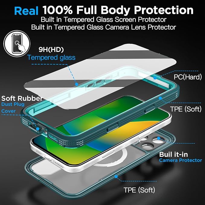 AICase Waterproof Case for iPhone 16 Pro(6.3") with MagSafe Support Snowproof,Dustproof/Shockproof,IP68 Certified 360 Full Body Protection Fully Sealed Underwater Cover for iPhone 16 Pro