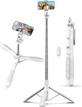 71" Cell Phone Selfie Stick Tripod, Smartphone Tripod Stand with Remote, Extendable Travel Phone Selfie Stick Compatible with iPhone 17/16/15/14/13 Pro Max Gopro Android DJI (White)