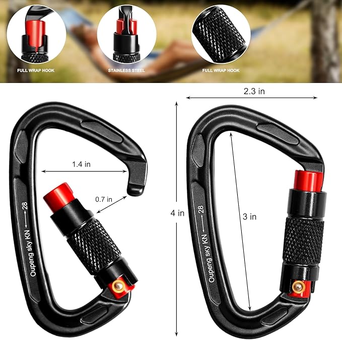 Oupeng sky Auto Locking Carabiner Clips - 28KN (6172lbs) Heavy Duty Caribeaners, Large Carabiner Clip for Keychains，Hammock，Camping, Gym, Hiking, Outdoor ，Dog Leash