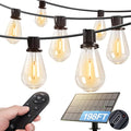 addlon 198FT(192+6) Solar String Lights Outdoor Waterproof 6W Panel with USB Port & Remote Control Solar Powered Patio Lights for Outside with 68 LED Dimmable Bulbs for Porch Garden Deck Halloween
