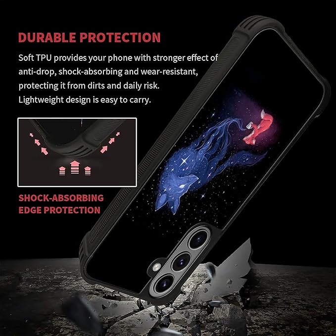 for Samsung Galaxy S26 Plus Case,Graphic Design for Girl Boy Soft Silicone Hard Acrylic Shock Protection Designed for Samsung Galaxy S26 Plus Galaxy Fox Wolf Pattern