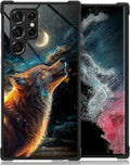 for Samsung Galaxy S22 Ultra Case, Star Cave Hungry Wolf Pattern Graphic Design Girl Boy Soft Silicone Hard Acrylic Shock Protection for Samsung Galaxy S22 Ultra